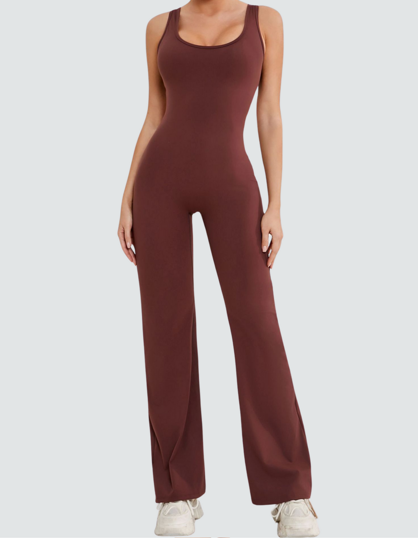 Peachy Flared Jumpsuit - Brown