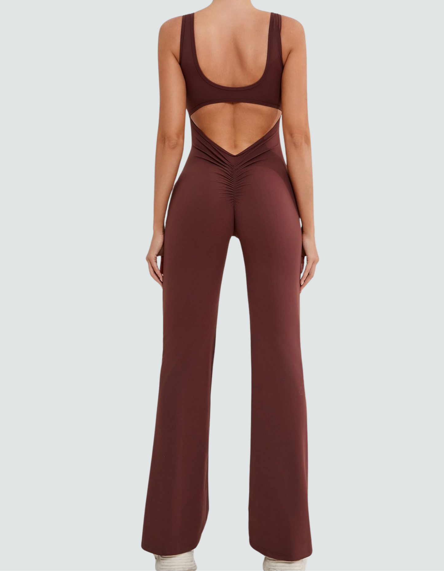 Peachy Flared Jumpsuit - Brown