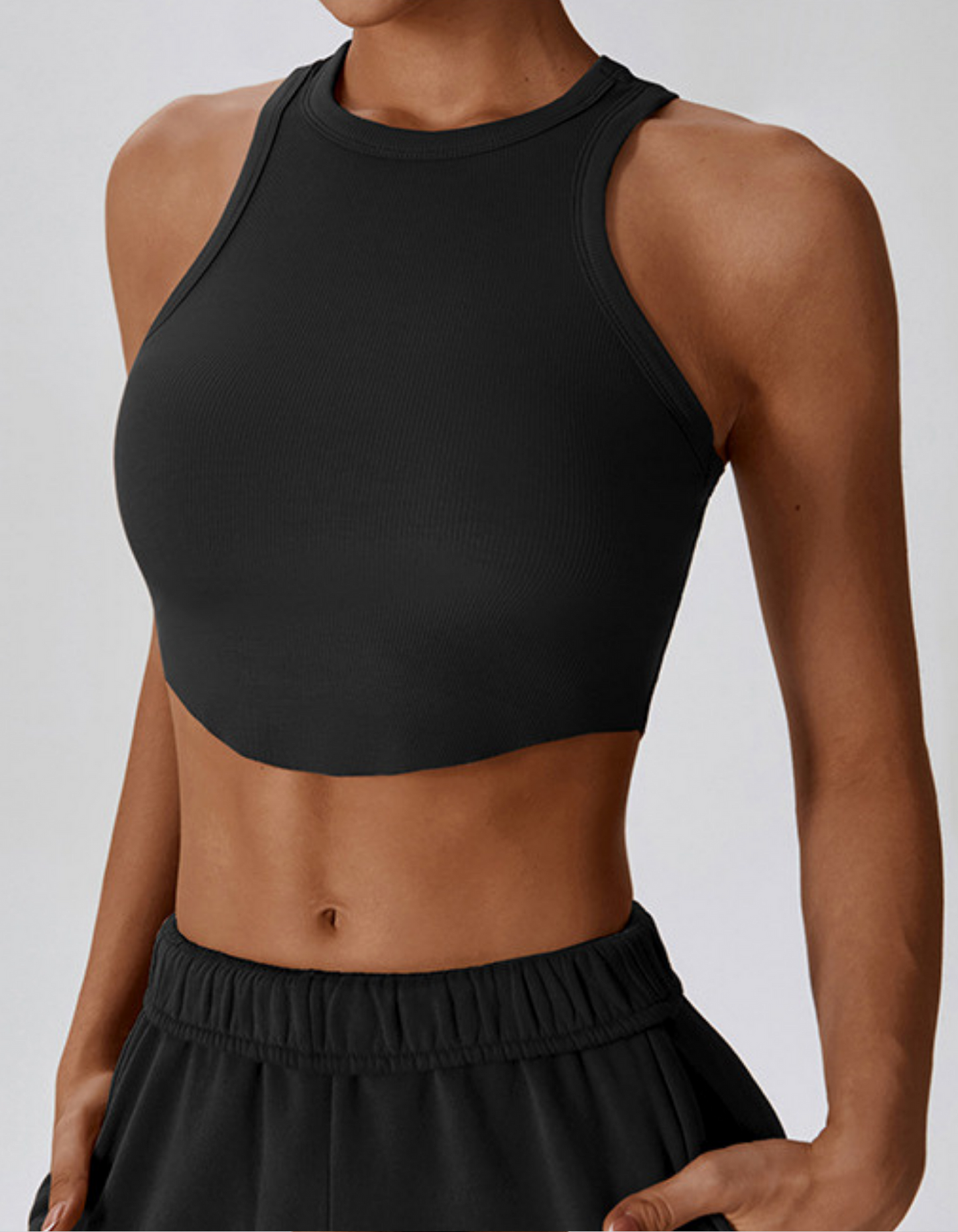 Neckline Cropped Top - Black