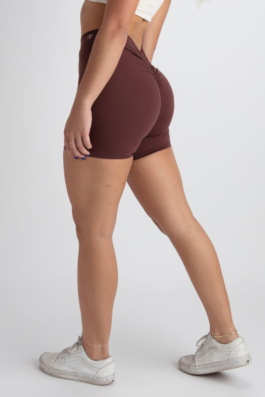 Booty-Sculpting Scrunch Butt Shorts - Mocha